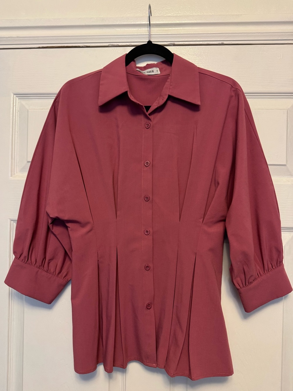 Grace Karin Dusty Rose Button-Up Blouse